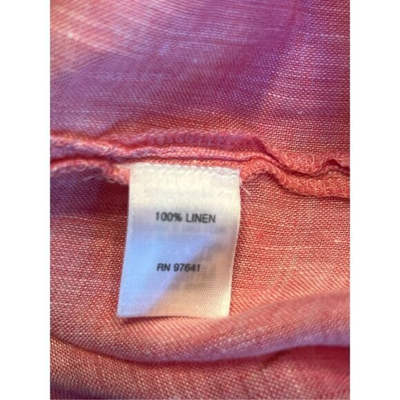 J.Jill woman’s XL 100% linen heathered pink long sleeve coastal beachy blouse - Picture 9 of 10
